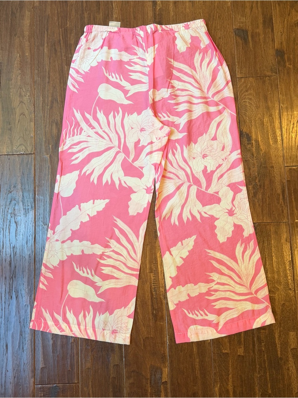 H&M Pink Tropical Floral Wide-Leg Pants - Size Small - Picture 3 of 5